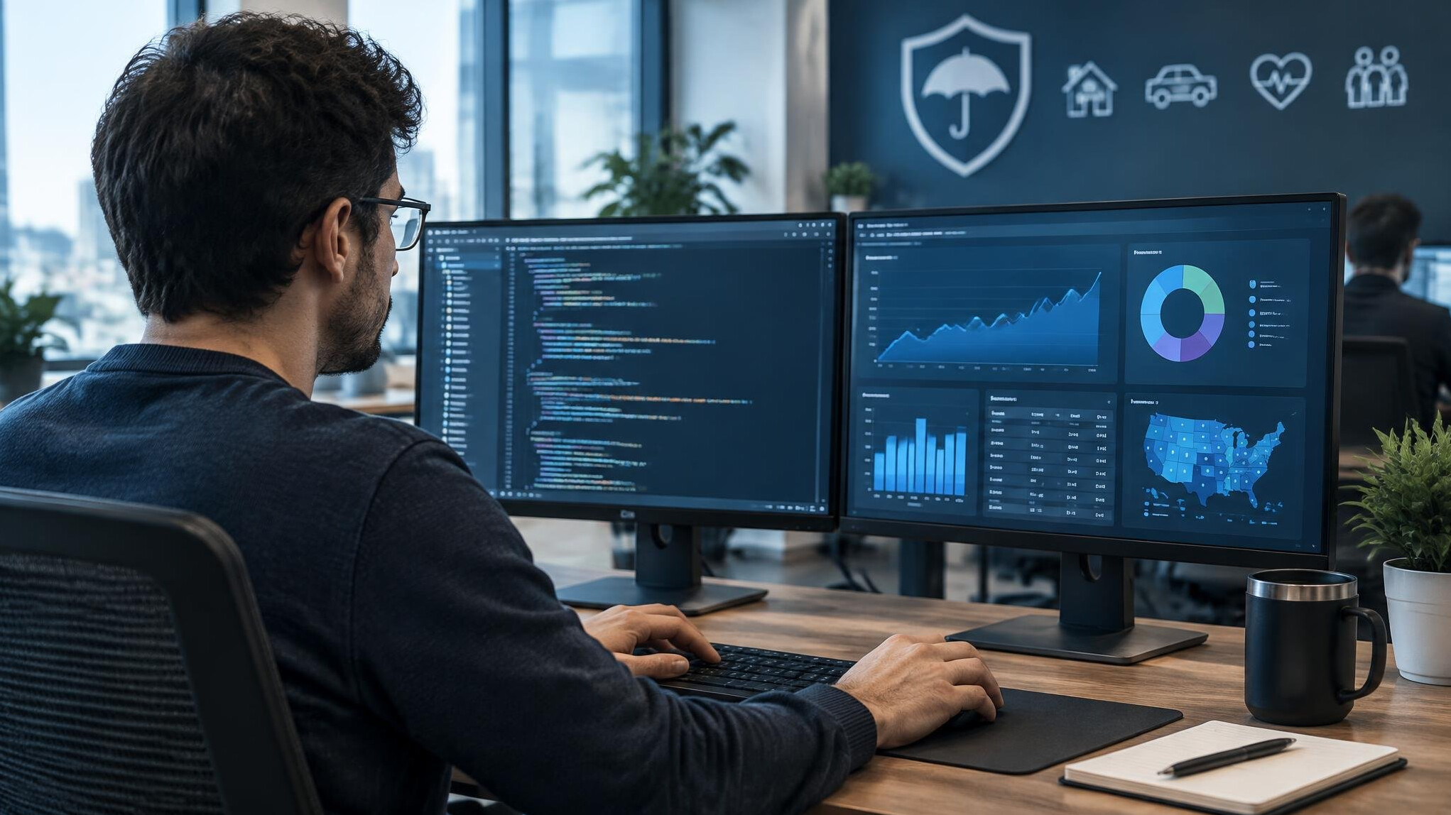 insurance programmer at computer
