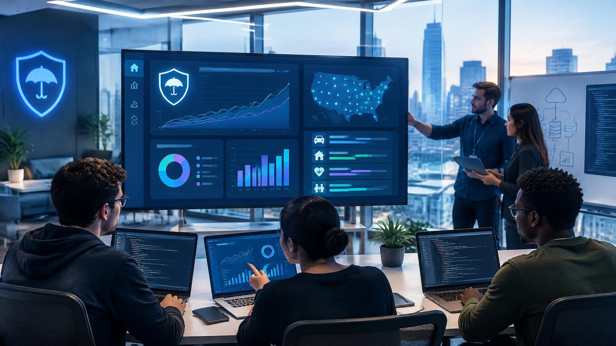 futuristic insurance dashboard